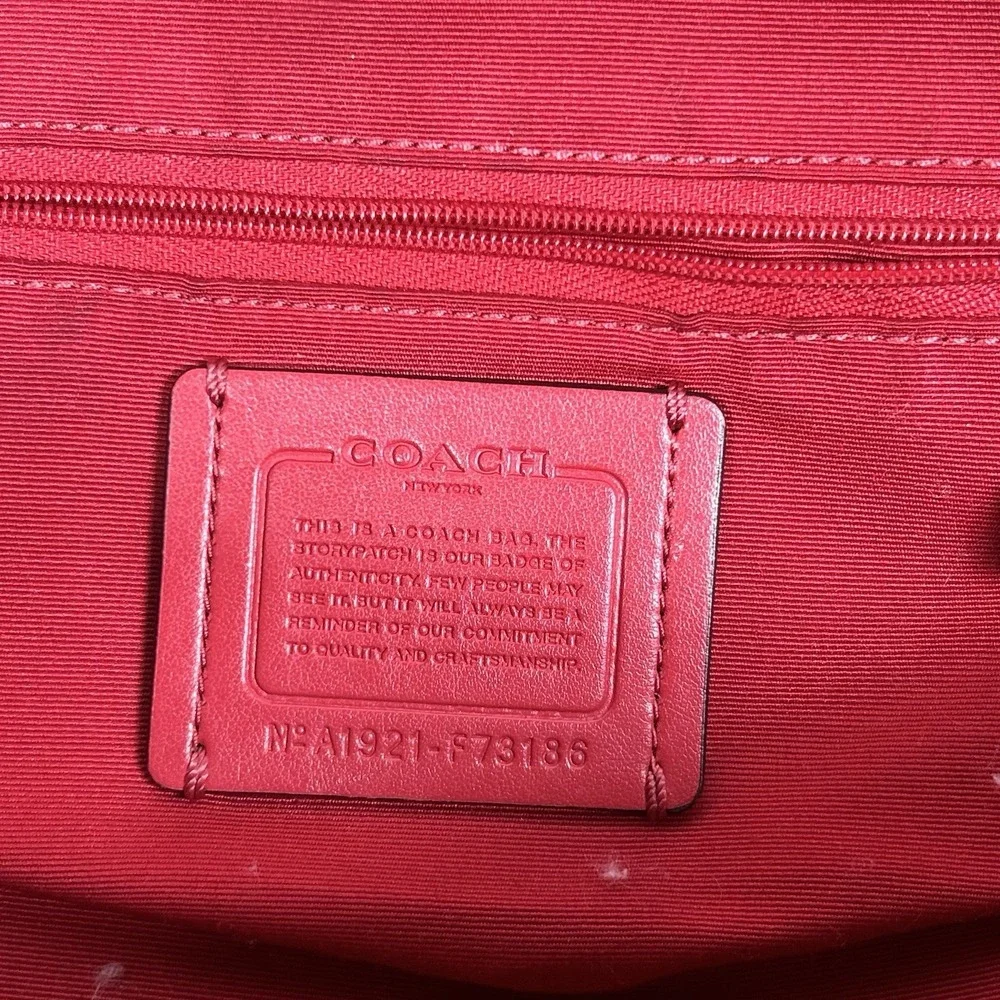 Coach Red Canvas Leather Backpack with Zipper Accents‎ Gold Hardware READ